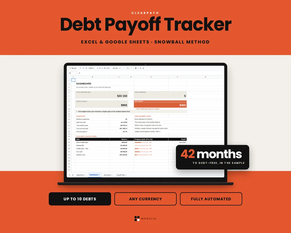 ClearPath Debt Payoff Tracker, cover with the dashboard